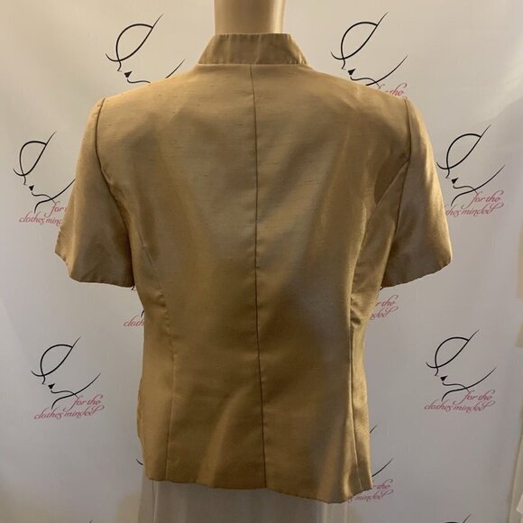 Sag Harbor. Sz 10. Embroidered Beaded Shimmer Short Sleeve Top or Jacket. B82. - Picture 6 of 7